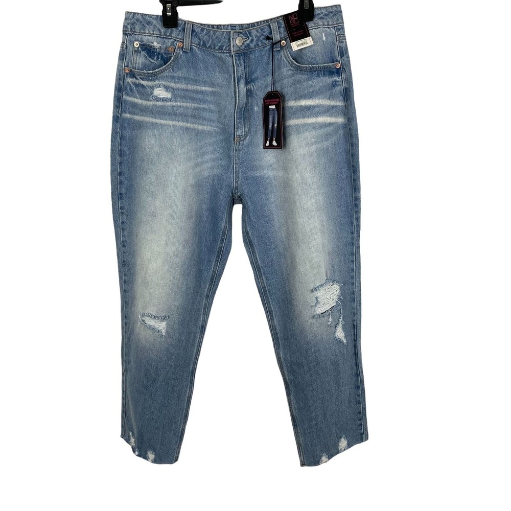No Boundaries Slim Straight Super High-Rise Womens 17 Distressed Jeans